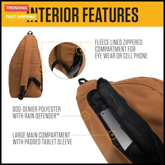 Durable Sling Crossbody Backpack Water Resistant Tablet Sleeve Adjustable Strap